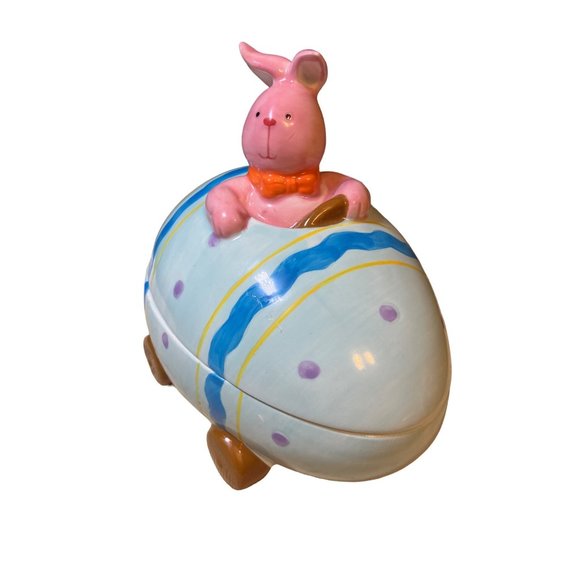 Easter Bunny in Egg Shaped Car Treat Jar Decor - Picture 3 of 12